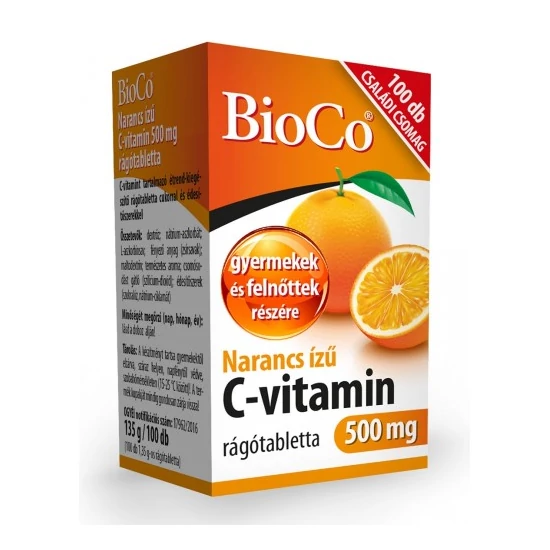 Narancs ízű C-vitamin 500 mg rágótabletta 100x -BioCo-